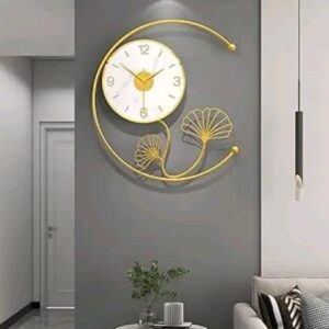 Golden Leaf Wall Clock