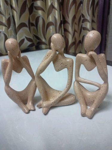 Lady Thinker Statue | Set of 3 Modern Art | Showpiece for Living Room | Thinker Statue for Table Décor photo review